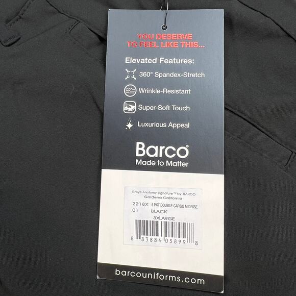 Barco Grey’s Anatomy Six Pocket Double Cargo Mid Rise Scrub Pants Black Size 3X - Picture 7 of 14